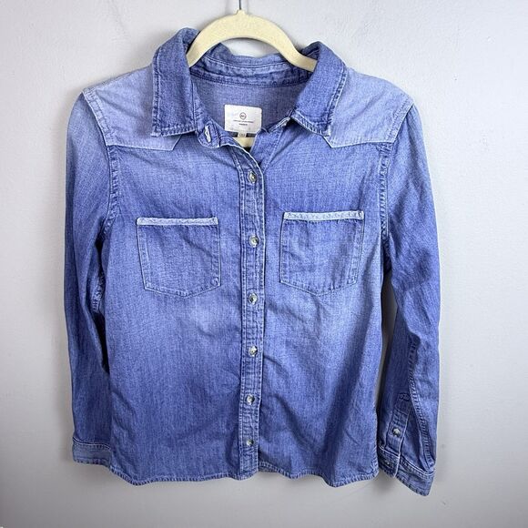 AG Adriano Goldschmied Revolve Women’s Wesley Denim Button Up Chambray Medium - Picture 2 of 8
